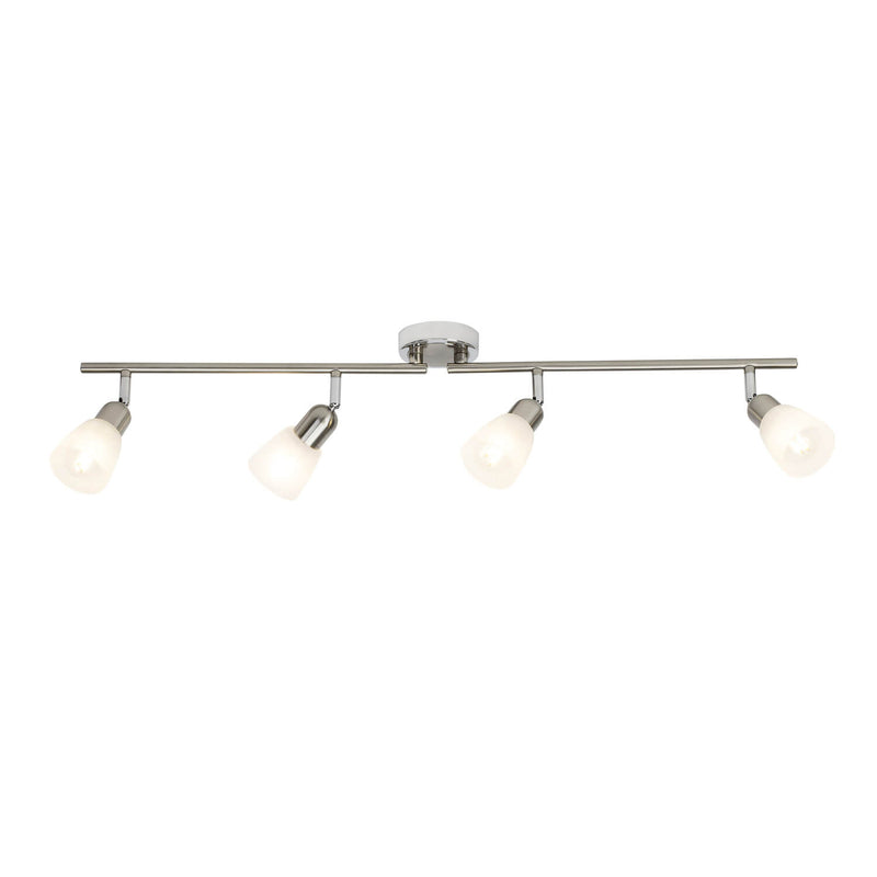 Plafonnier Bethany 4 lumières chromé et blanc, verre