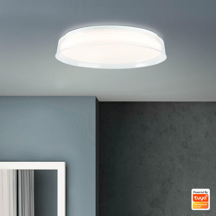 Plafonnier Leanna transparent et blanc
