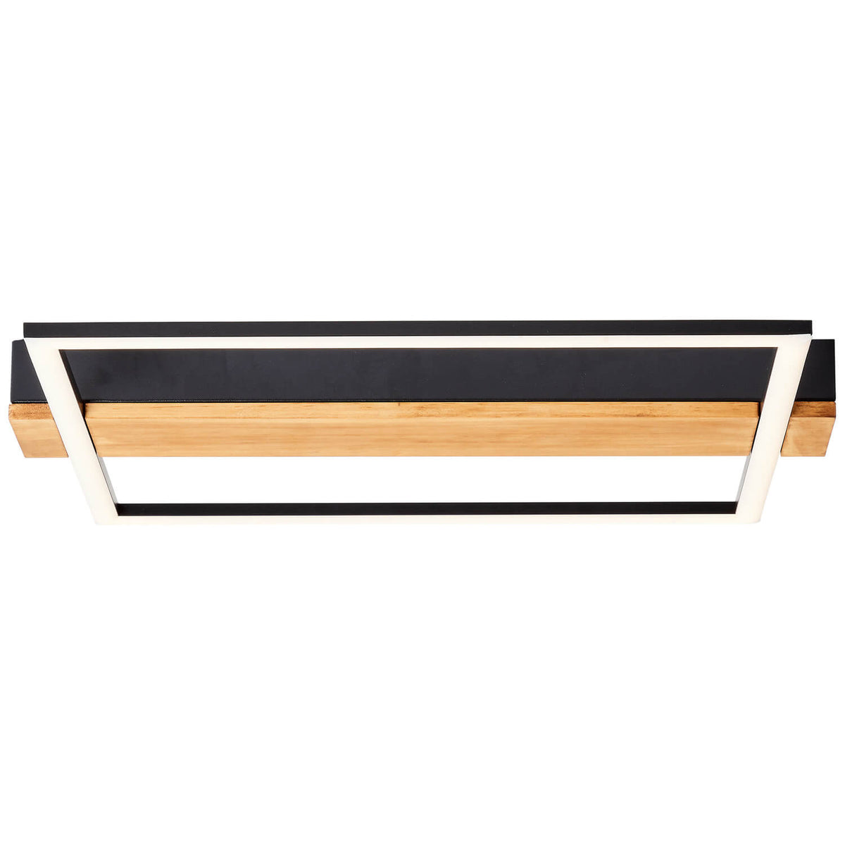 Plafonnier Loneos noir et bois