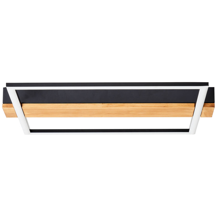 Plafonnier Loneos noir et bois