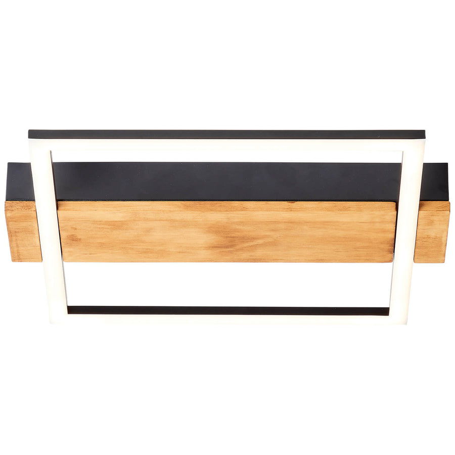 Plafonnier Loneos noir et bois