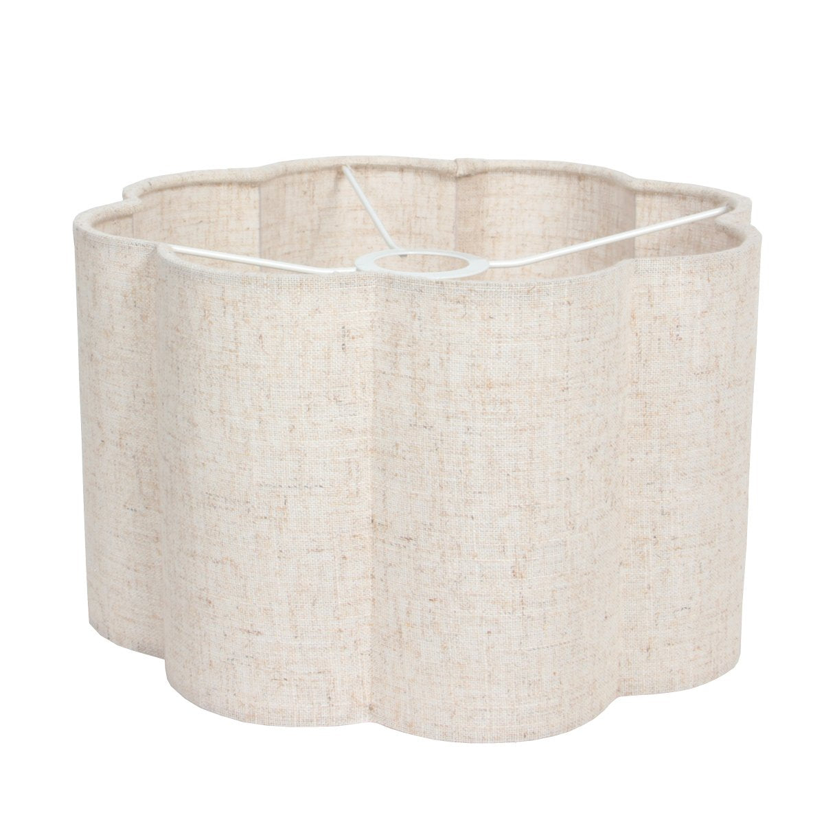 Abat-jour textile crème vu de dessus, armature et croisillons blancs apparents