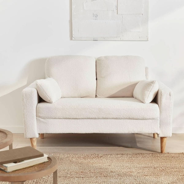 Skandinavisches Bouclé-Sofa in Cremeweiß | Twine