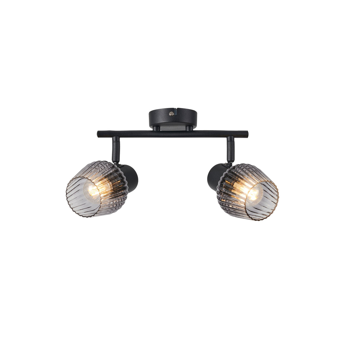 Plafonnier Mitura 2 lumières noir, verre