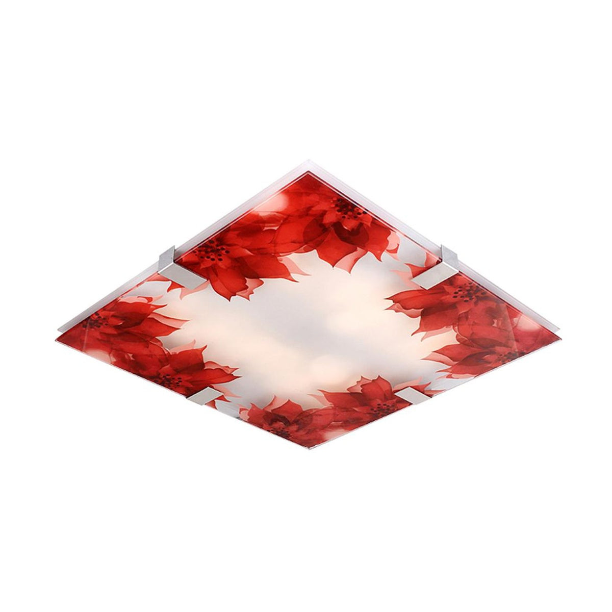 Plafonnier LED Rapsody rouge, verre, L 31 cm, H 6 cm