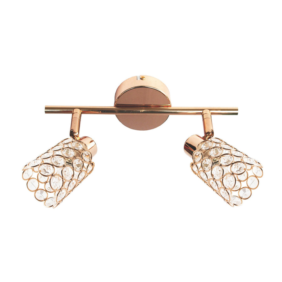 Plafonnier York 2 lumières laiton, cristal