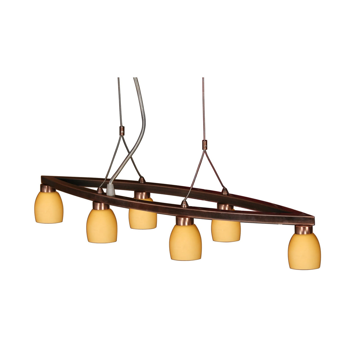 Suspension Dakota 6 lumières blanche, verre