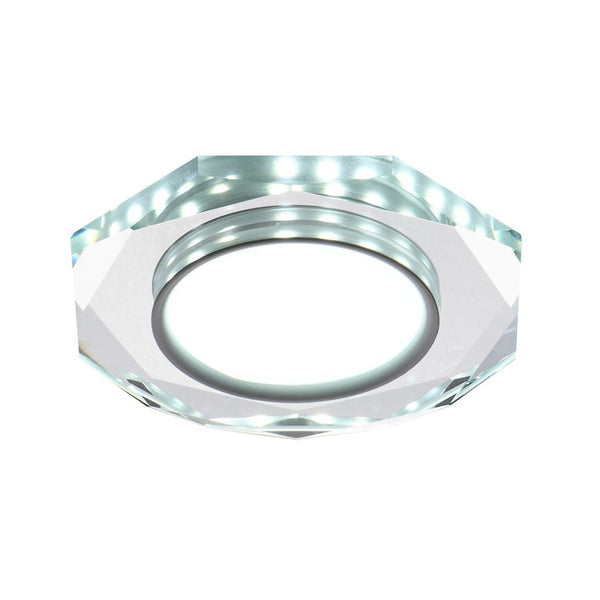 Spot encastrable LED SSP-24 à anneau LED octogonal blanc et transparent, verre