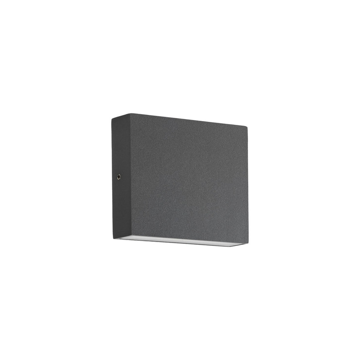 Applique murale extérieure anthracite rectangulaire, vue de trois quarts sur fond blanc