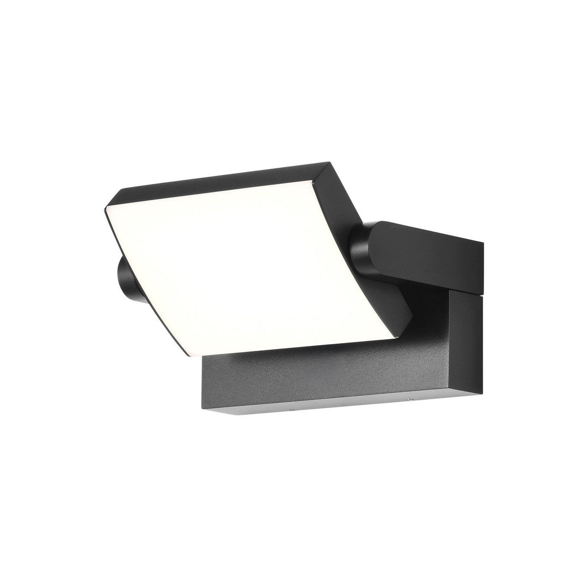 Applique murale anthracite vue de face, diffuseur blanc rectangulaire orienté vers le haut