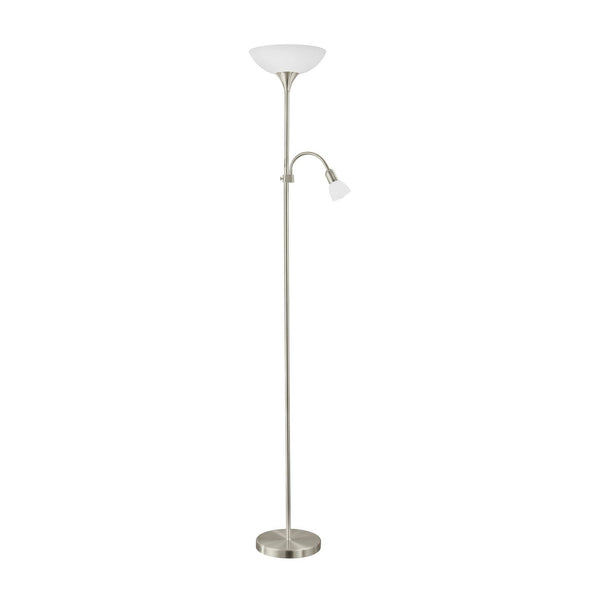 Lampadaire Up 2 nickel et blanc mat, verre