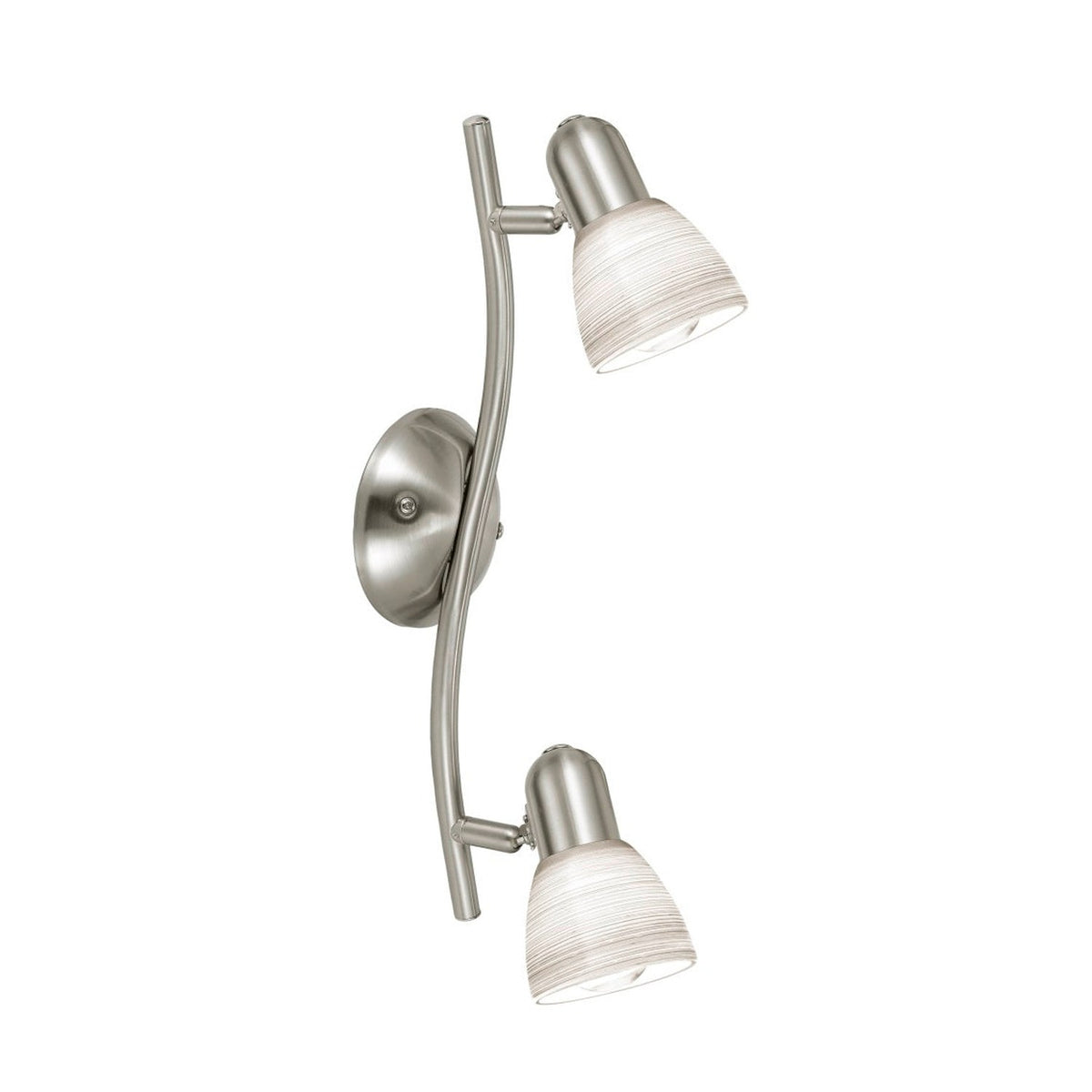 Plafonnier Dakar 1 2 lumières nickel satiné, verre