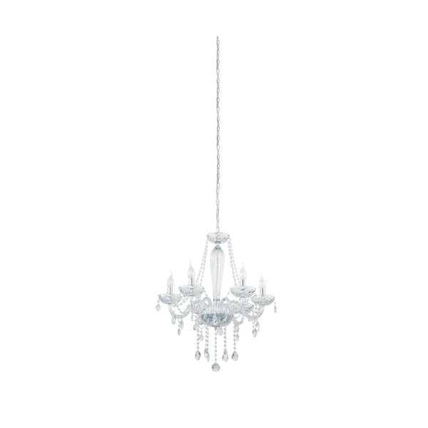 Suspension Basilano 1 chromée et transparente, verre