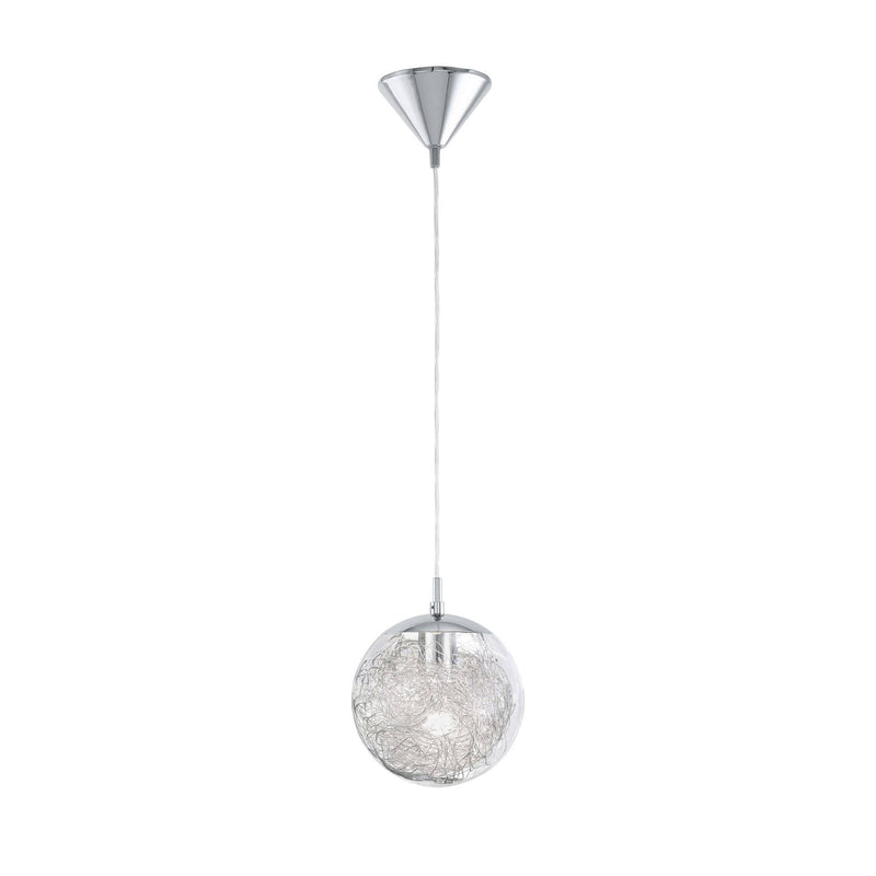 Suspension Luberio chromée et transparente, verre