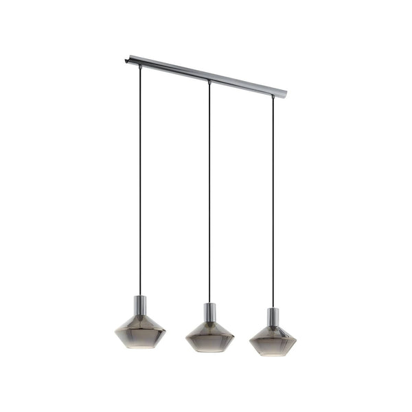 Suspension Ponzano 3 lumières noire et transparente