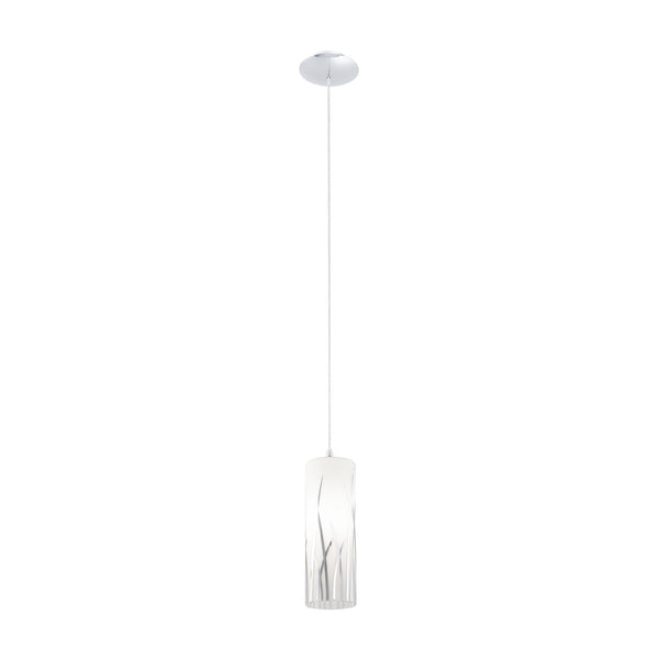 Suspension Rivato chromée et blanche, verre