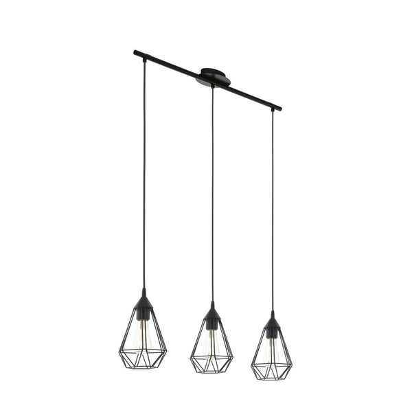 Suspension Tarbes 3 lumières noire