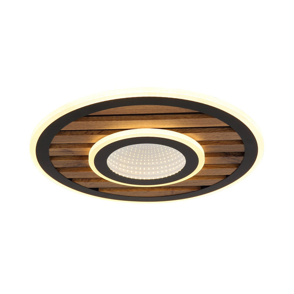 Plafonnier Woody noir mat, Ø 40 cm