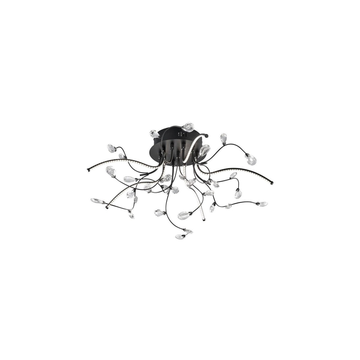 Plafonnier Crystal noir, Ø 54 cm