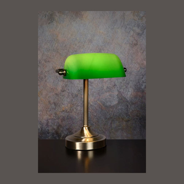 Lampe de bureau Banker bronze et verte, verre