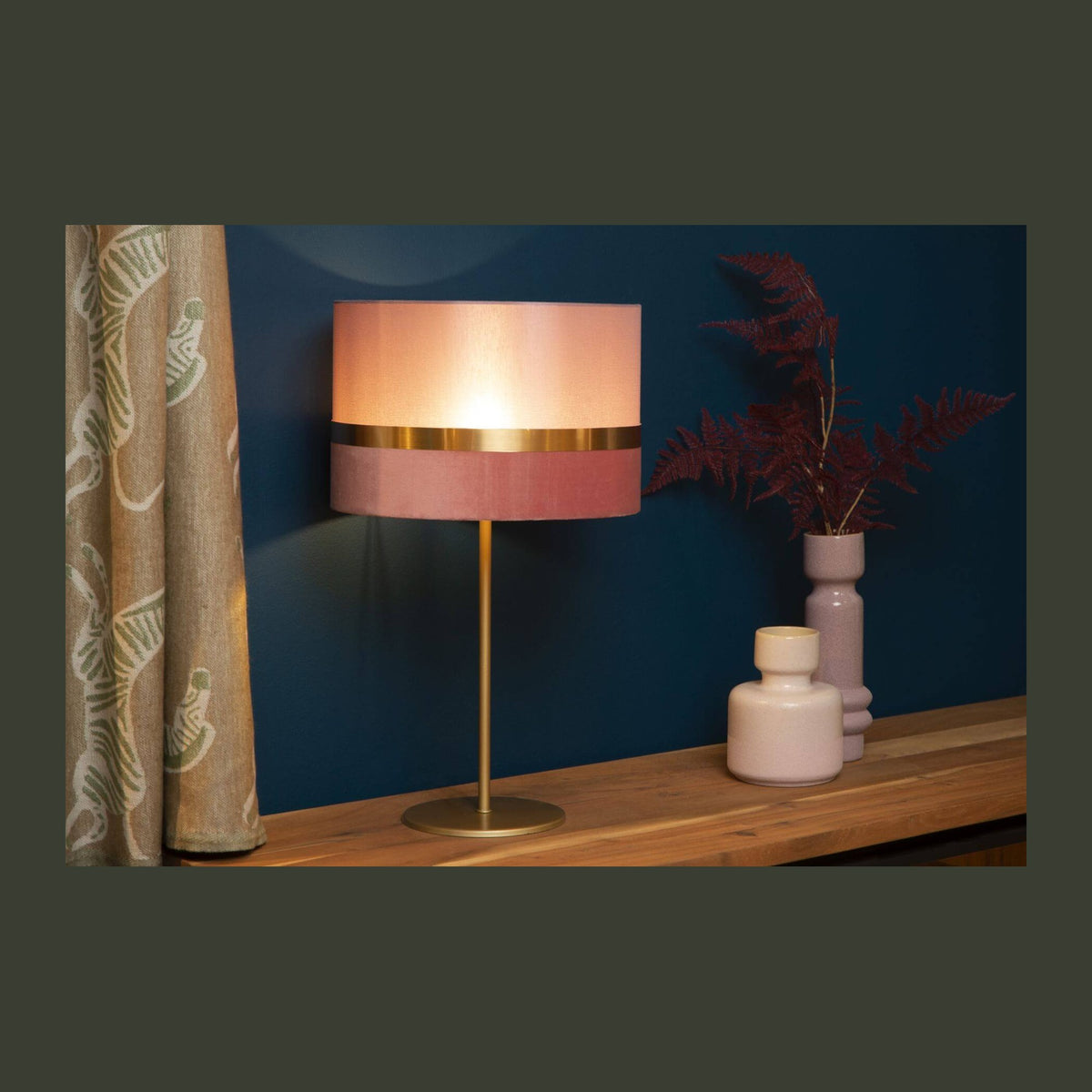 Lampe à poser Extravaganza Tusse rose et dorée, lin