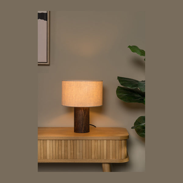 Lampe à poser Tachina marron, lin, H 31,5 cm