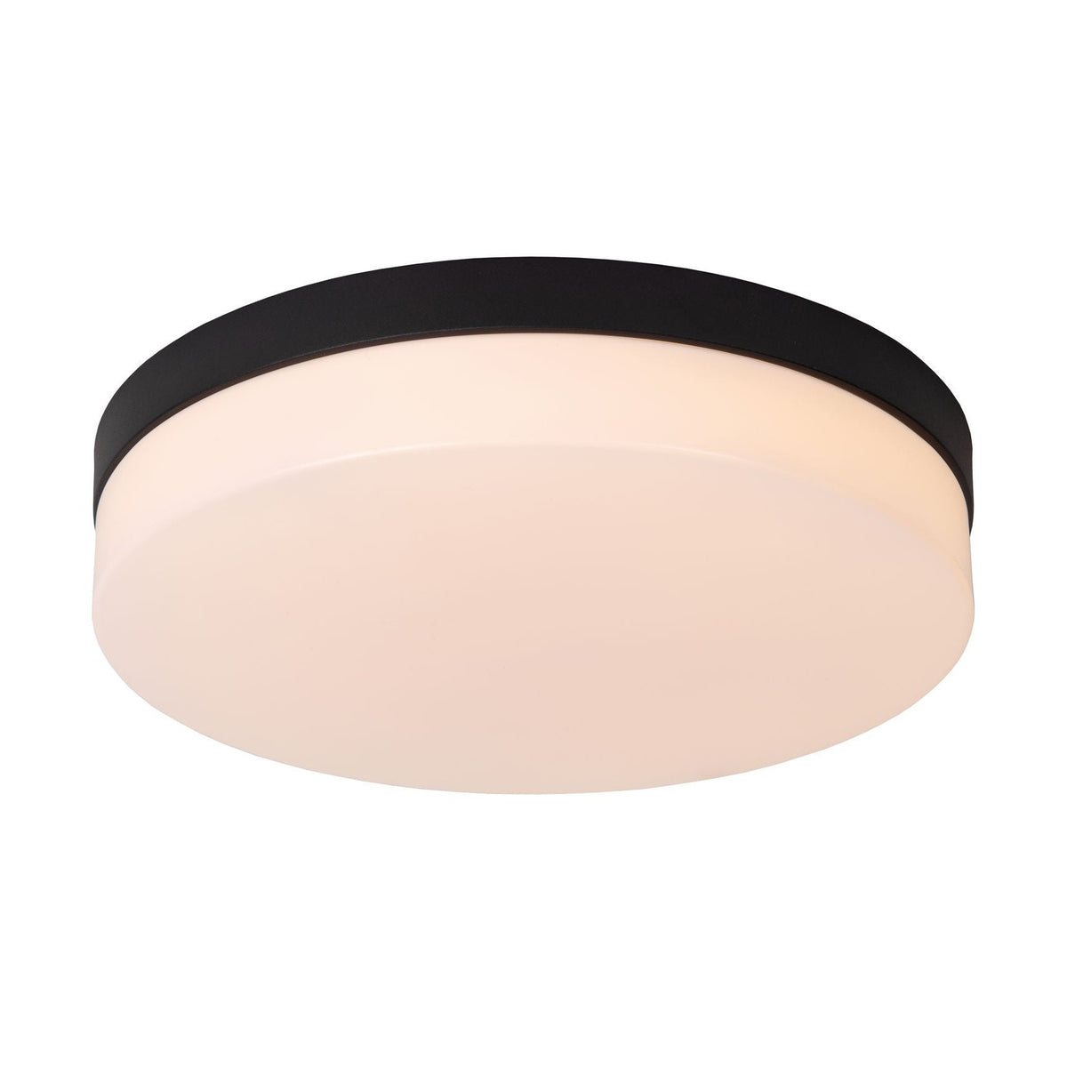 Plafonnier Biskit noir et opale, Ø 34,5 cm