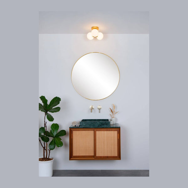 Plafonnier Trudy 3 lumières doré mat et opale, verre