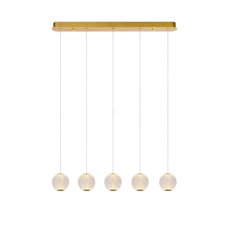 Suspension Cintra transparente et dorée mat, L 84 cm