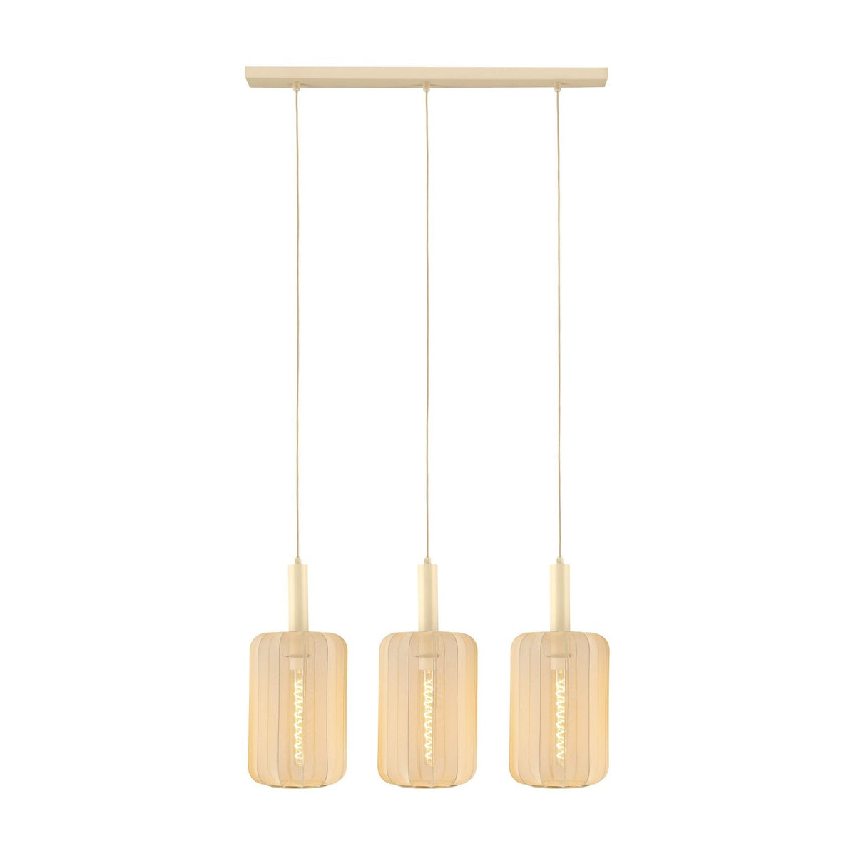 Suspension Corina 3 lumières beige, tissu