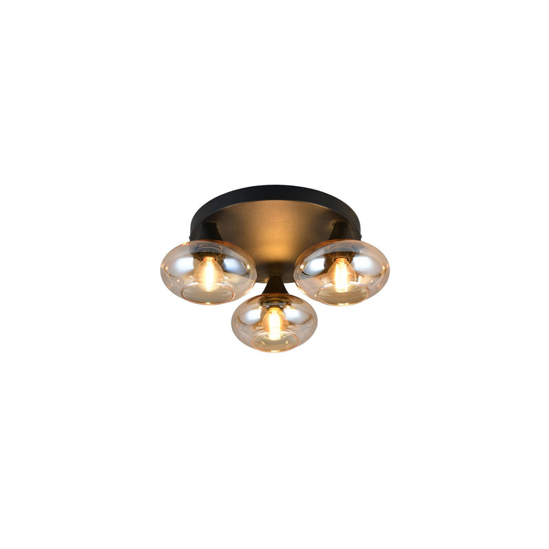 Plafonnier Divina 3 lumières ambré, verre