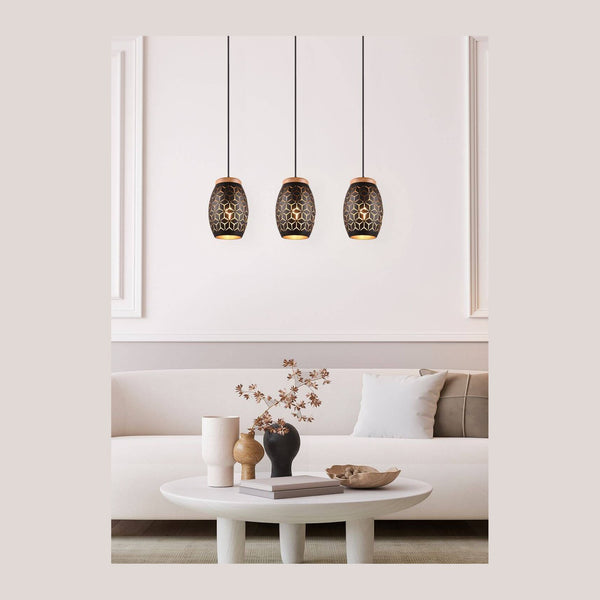 Suspension Bidar 3 lumières blanche mat