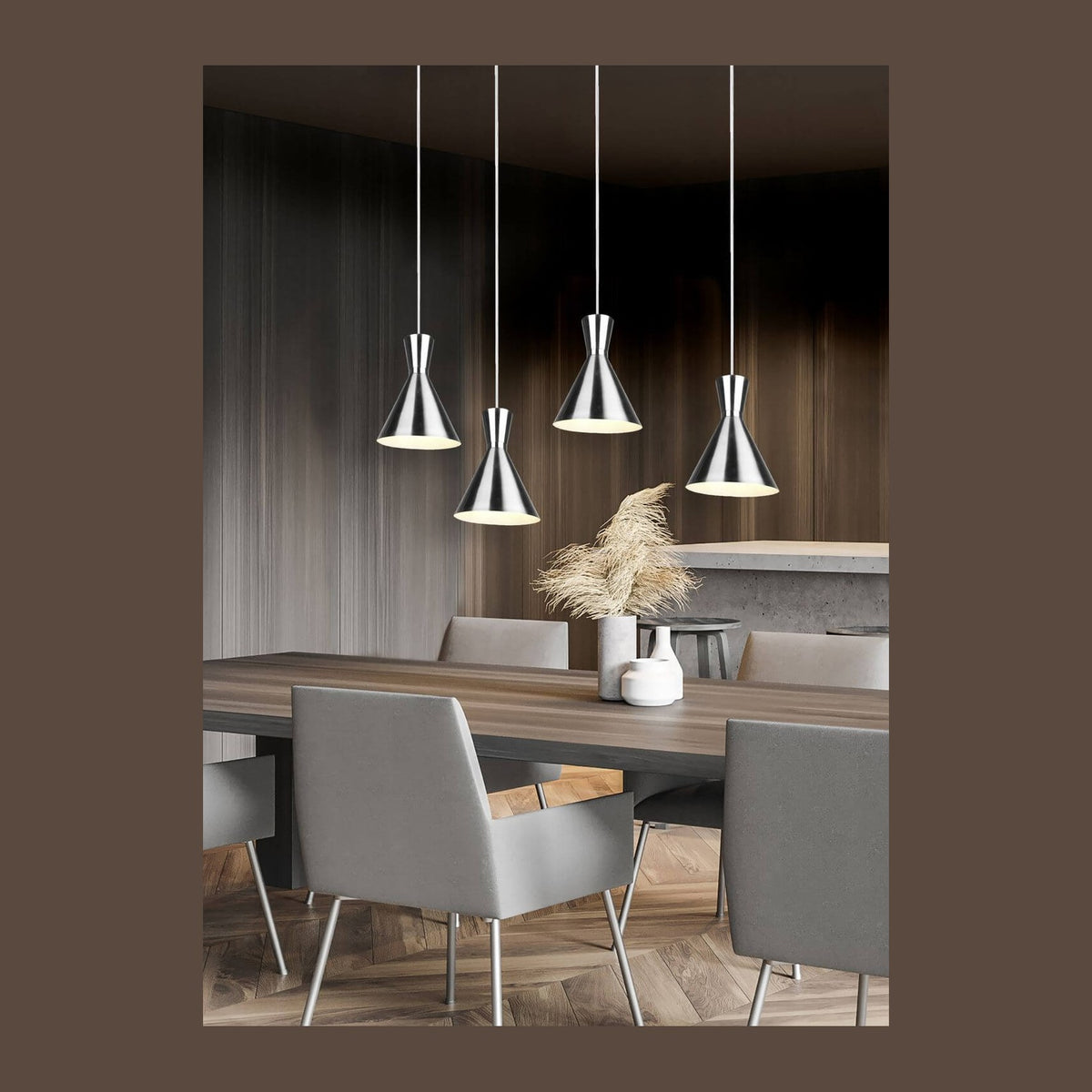 Suspension Enzo 4 lumières nickel satiné