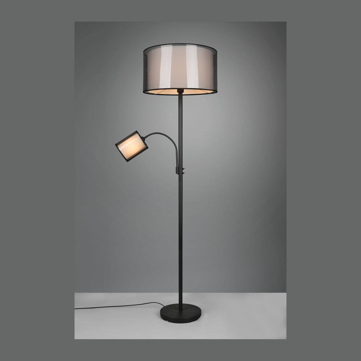 Lampadaire Burton 2 lumières noir mat