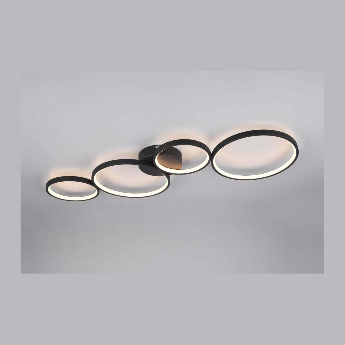 Plafonnier Rondo noir mat, L 97 cm