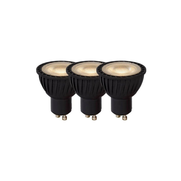 Lot de 3 ampoules LED GU10 noire et transparente, 5 W | Lucide (49006/15/30)