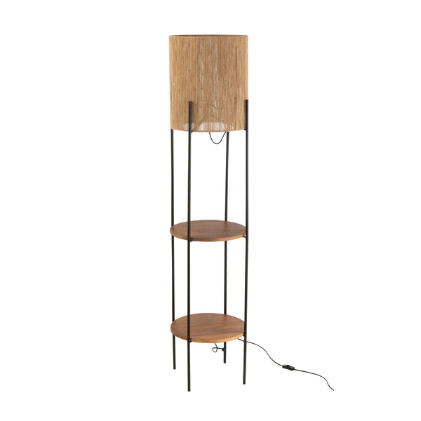 Stehlampe Eisen Mangoholz schwarz