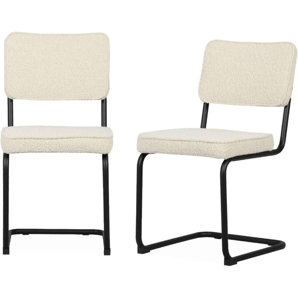 Chaise Cantilever Bouclette Blanche | Zeste - Designix Chaise de Bureau