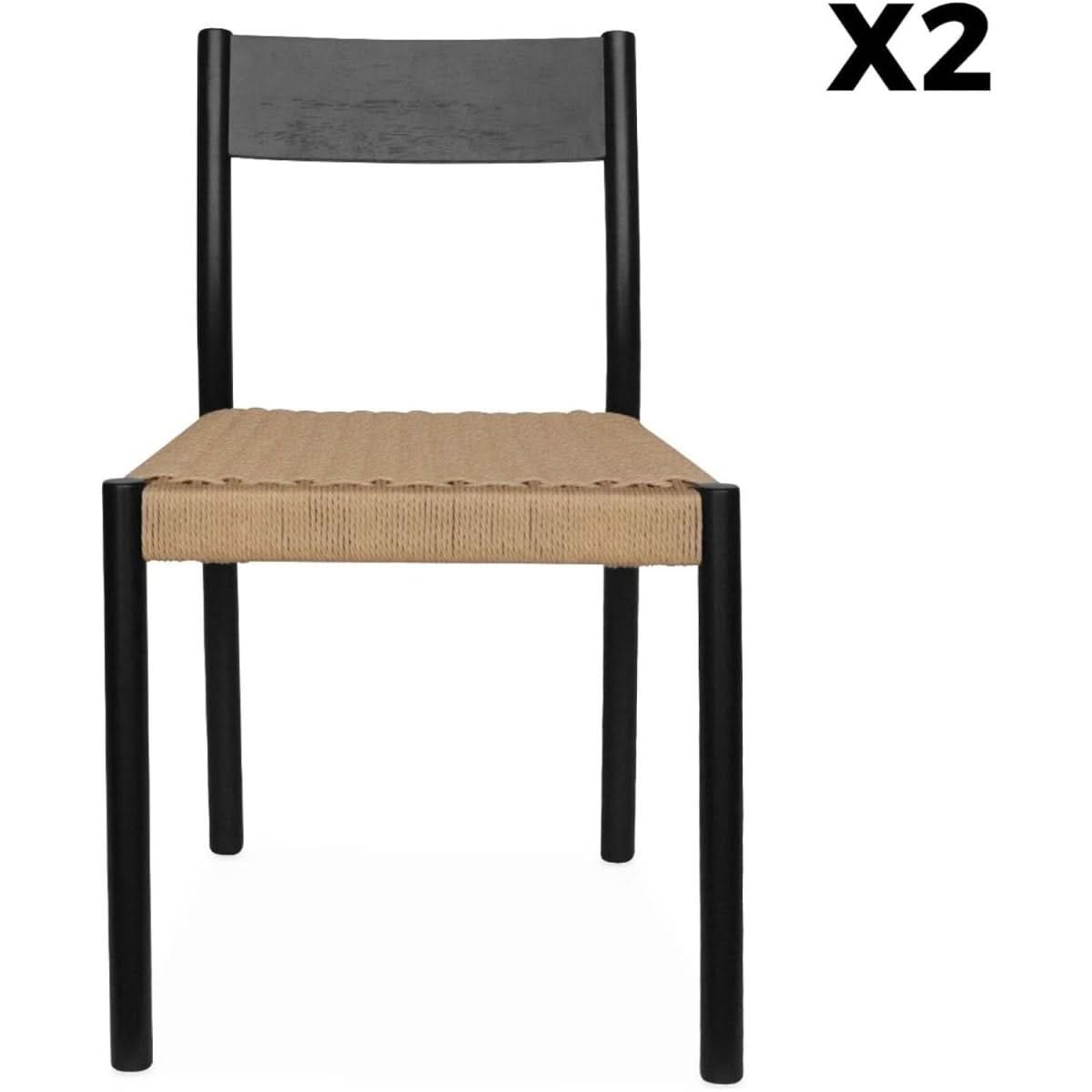 Chaises Bois Cordes Noires | Luxe - Designix Chaises