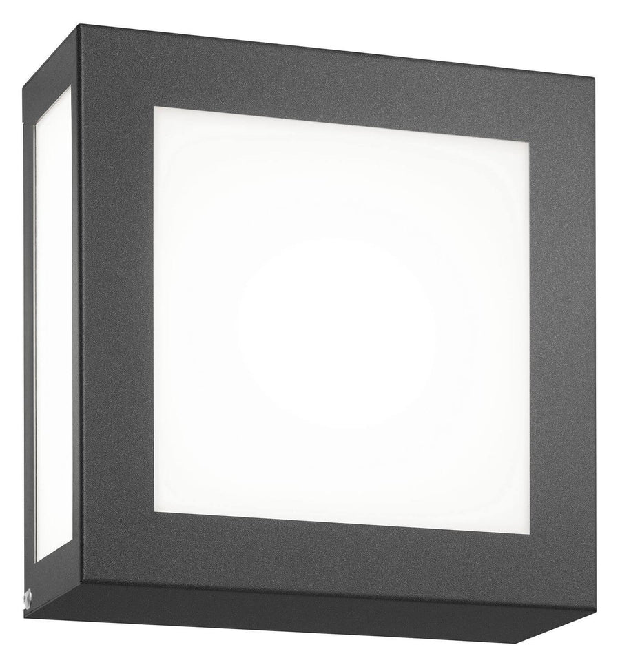 Applique extérieure carrée anthracite avec diffuseur blanc, vue de face