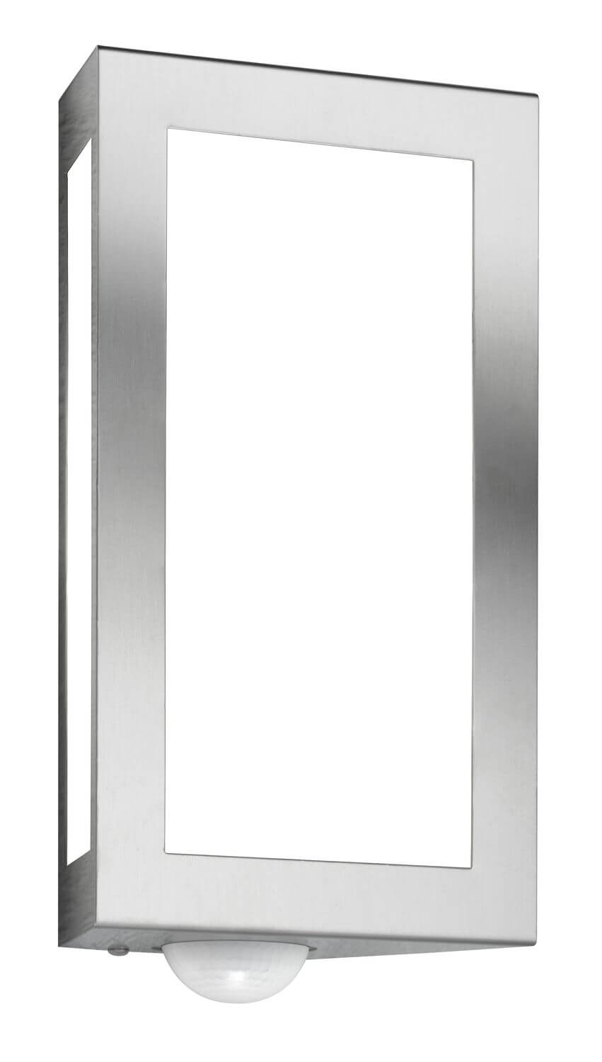 Vue de trois quarts montrant l'épaisseur du boîtier inox et le détecteur inférieur.