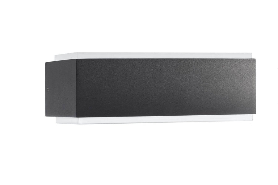Vue de face du luminaire mural anthracite avec diffuseurs blancs haut et bas