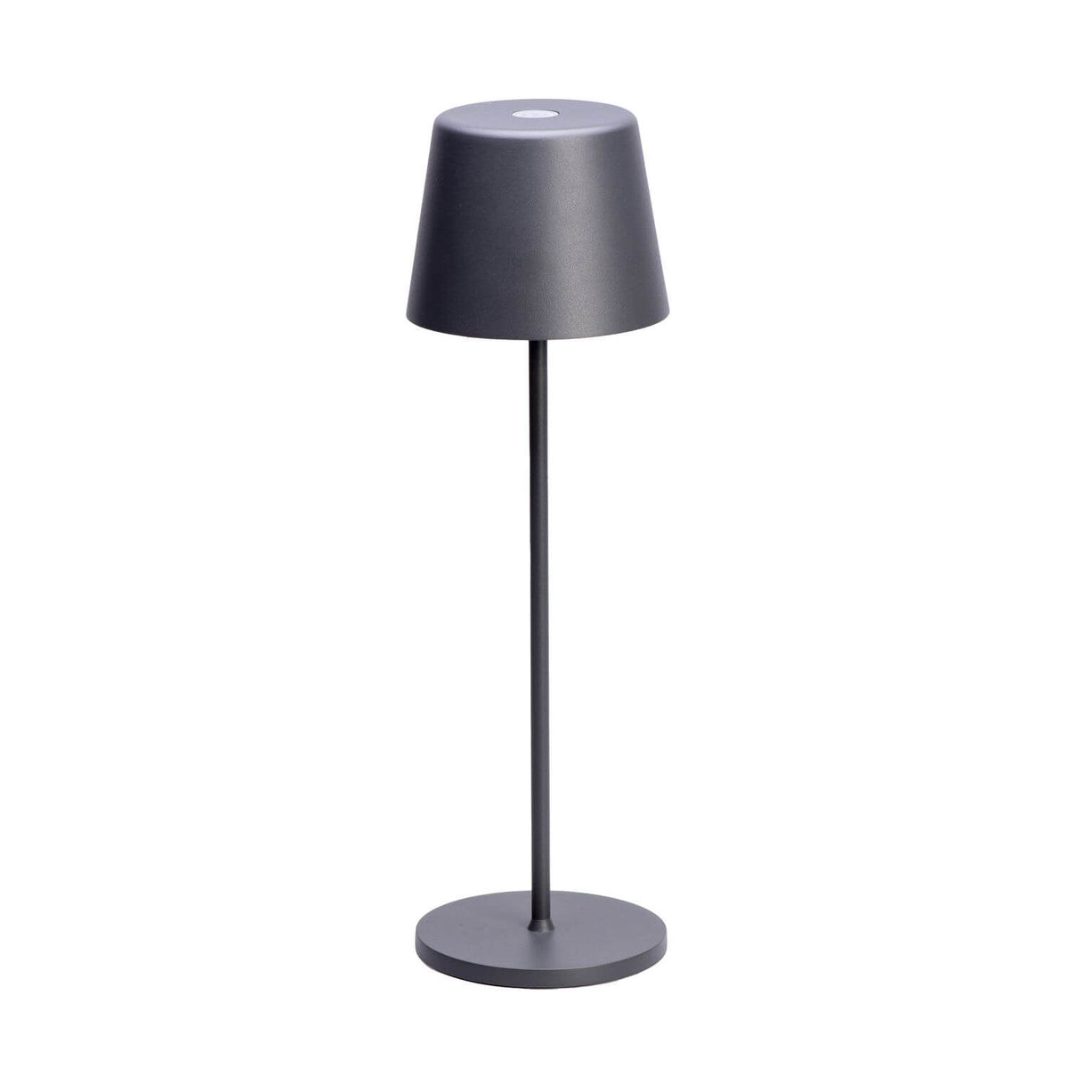 Lampe à poser sans fil anthracite de face sur fond blanc.