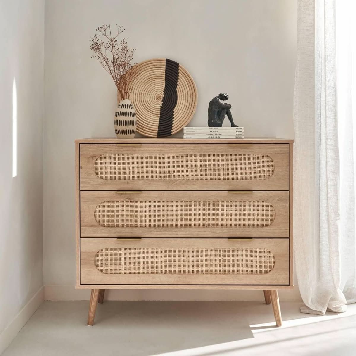 Commode Cannage Pieds Compas | Yolo - Designix Commode