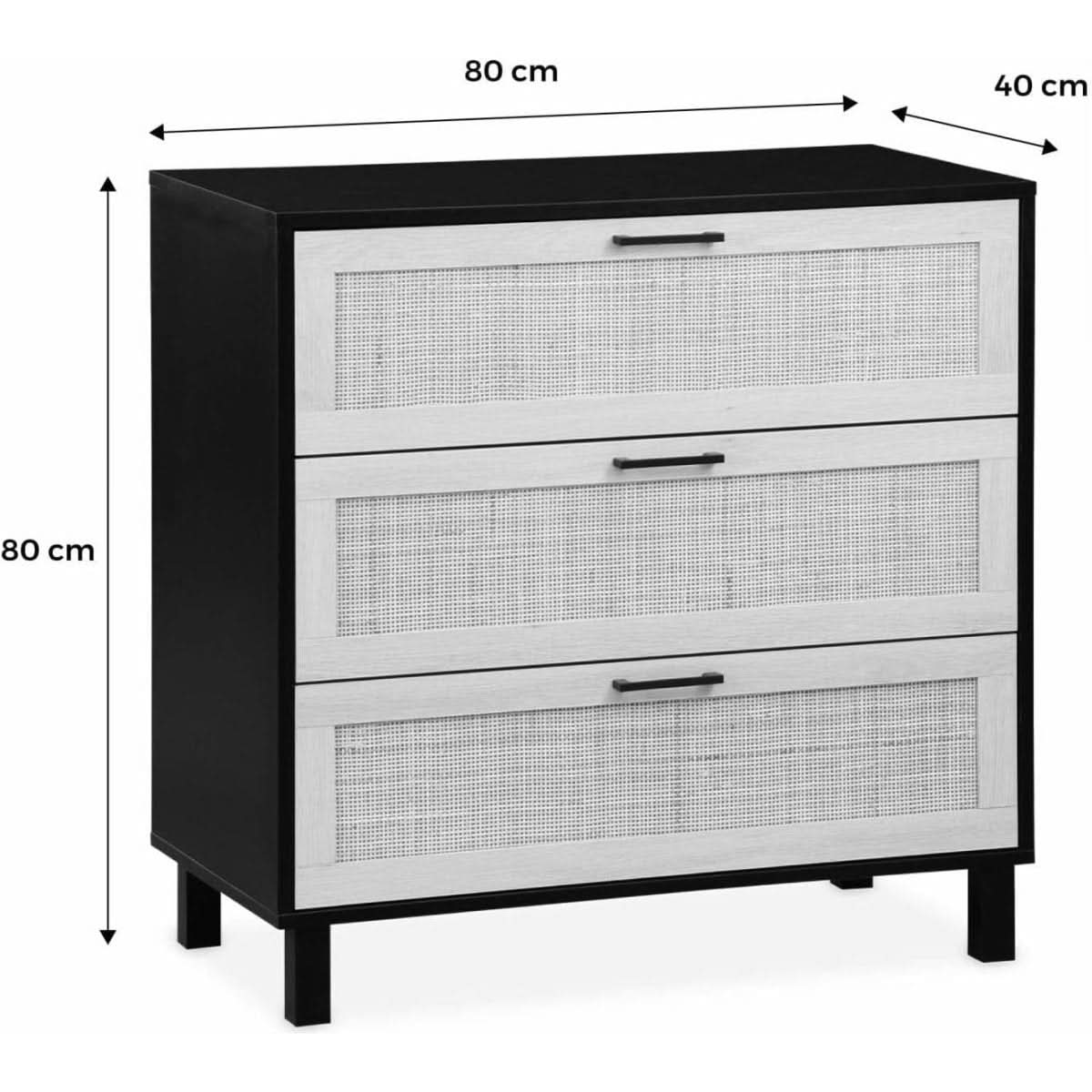 Commode Noire Cannage Tiroirs | Évasion - Designix Commode
