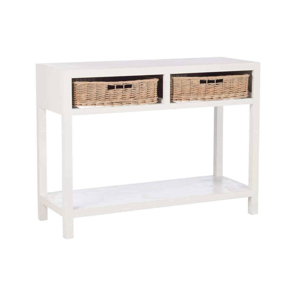 Console Avec Paniers Bois Blanc - Designix