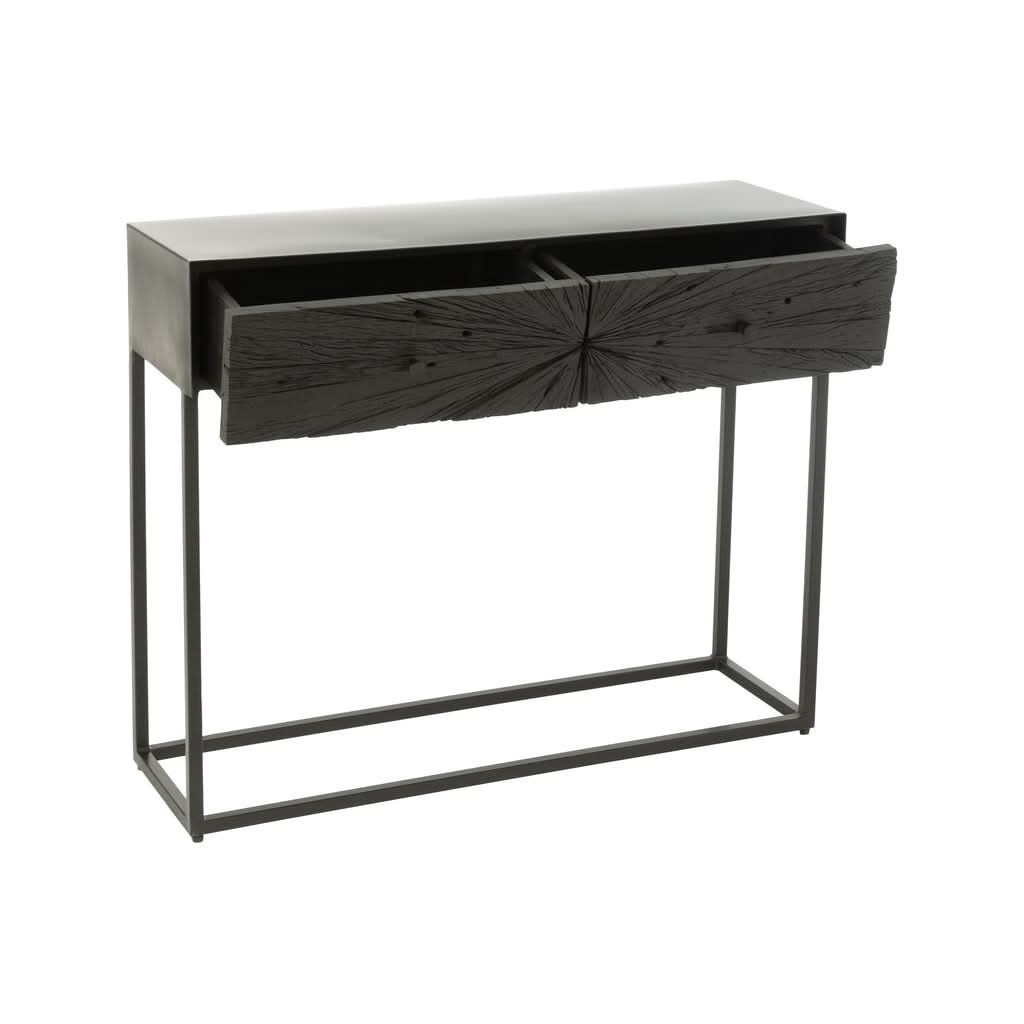 Console Bois Fer Noir Moderne - Designix