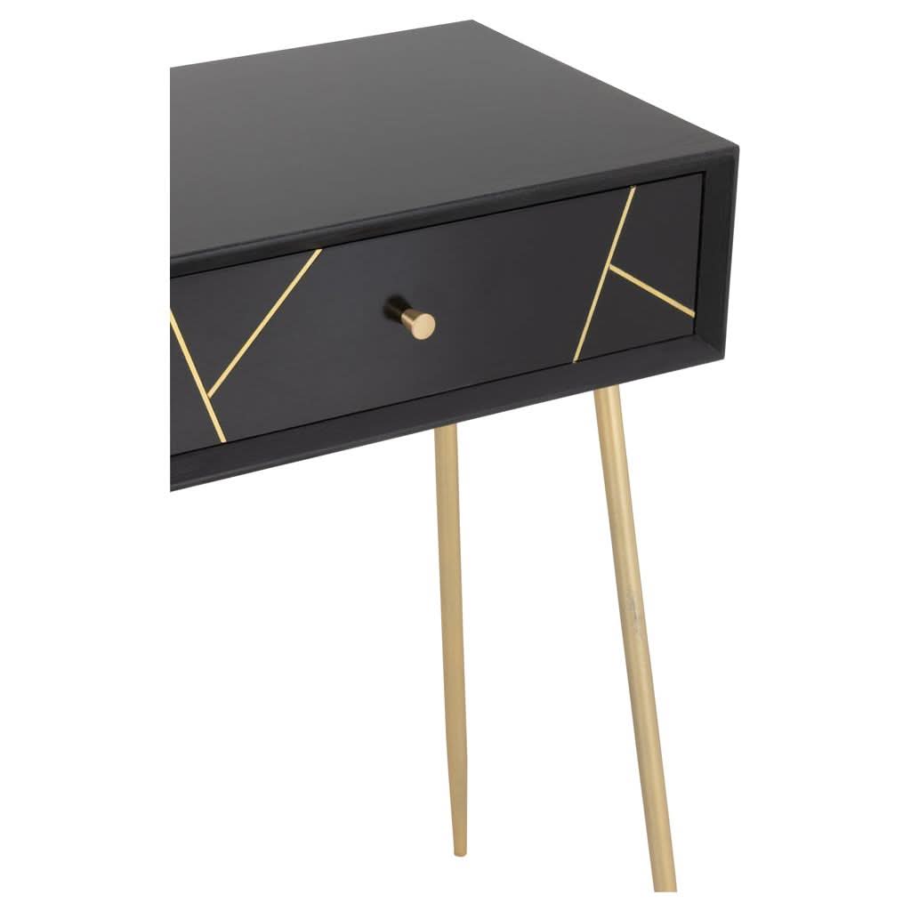 Console Bois Métal Noir Or - Designix
