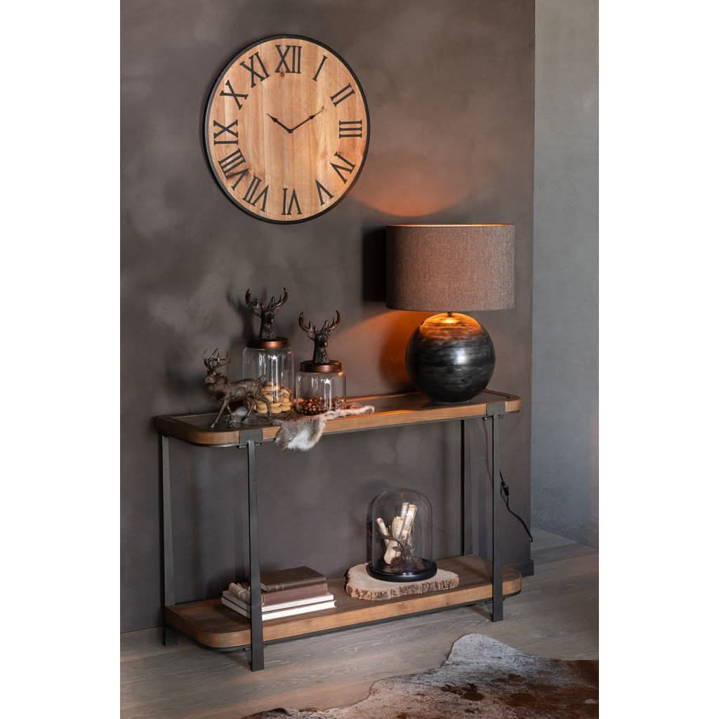 Console Bois Verre Noir Naturel - Designix