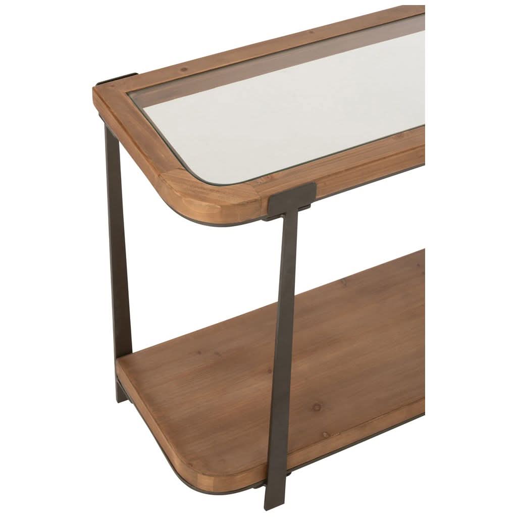 Console Bois Verre Noir Naturel - Designix